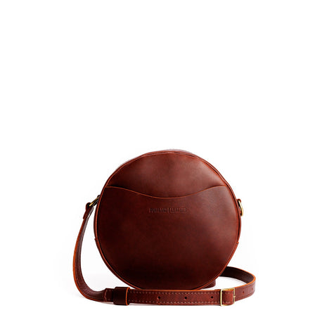 Cognac*Small | Circle shaped crossbody bag with top zipper