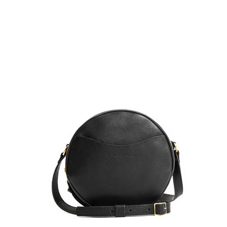 Pebbled--black*Large | Circle shaped crossbody bag with top zipper