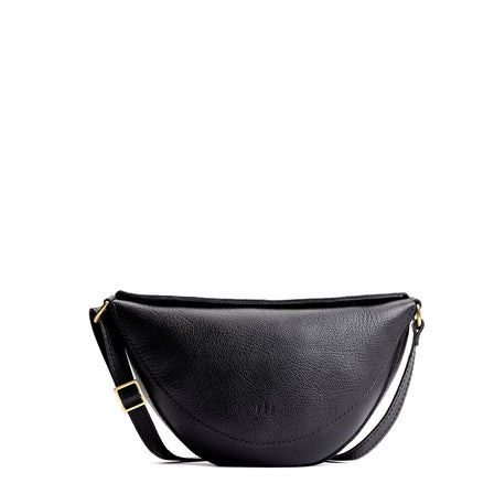 Pebbled--black*Small | Petite half circle shaped sling bag