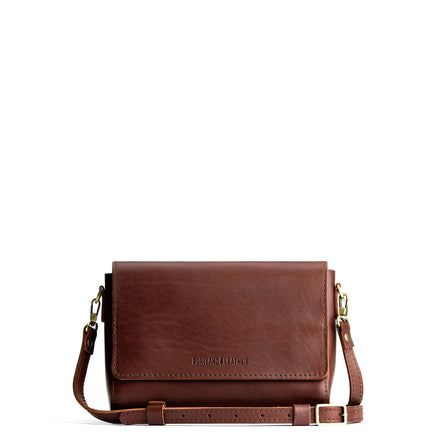 Cognac*Mini | Small Leather Crossbody Bag with Magnetic Messenger Bag Closure